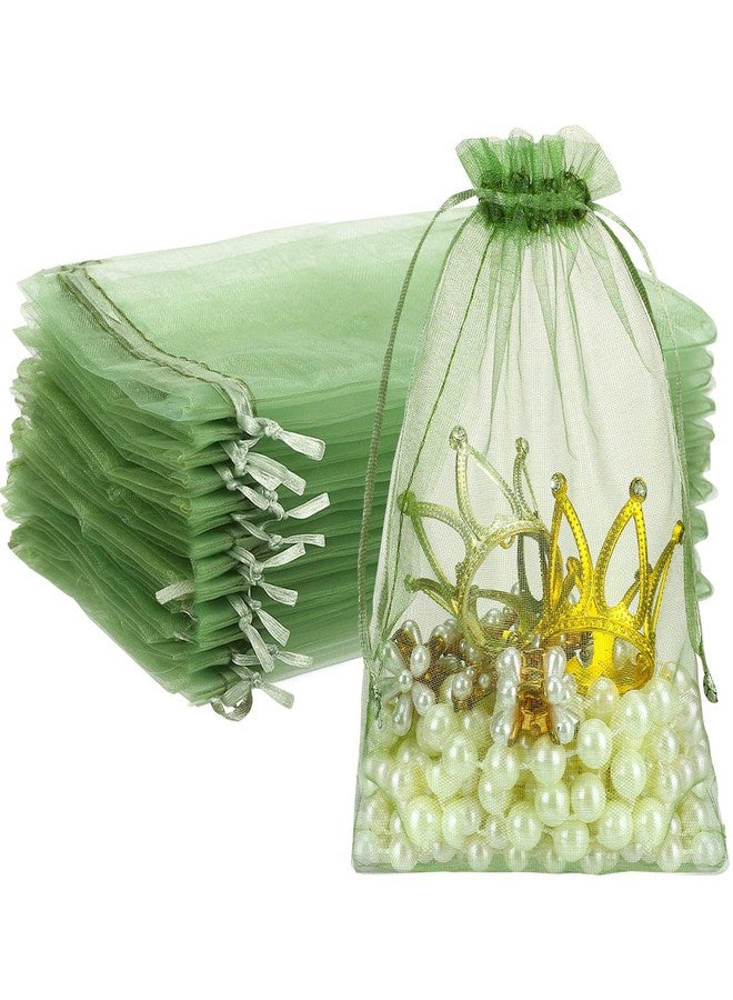 woric 120PCS Sage Green Organza Bags 5 x 7 Inch Mesh Gift Bags with Drawstring Jewelry Bag Candy Bag for Wedding Bridal Shower Baby Shower Birthday Valentine's Day Party Favor - Image 1